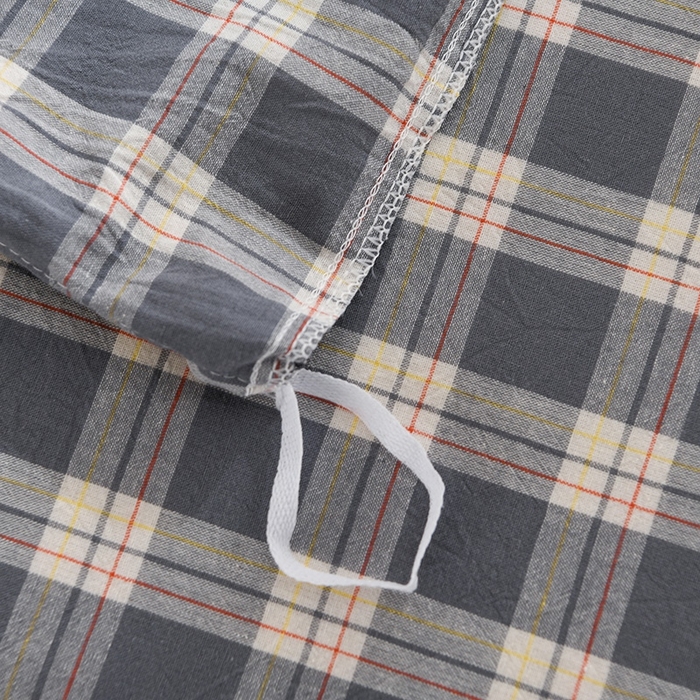 91家纺网 家纺一手货源 找家纺 润淳家居 2025新款A类全棉水洗棉四件套三件套 莱卡灰 小格