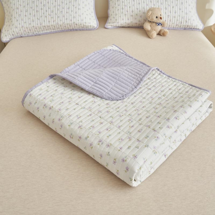 91家纺网 家纺一手货源 找家纺 子由家居 2025新款纯棉印花夹棉床盖 棉花被-花夕