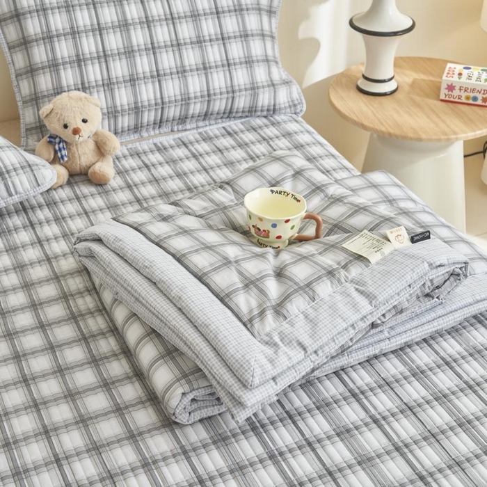 91家纺网 家纺一手货源 找家纺 子由家居 2025新款纯棉新疆棉花被被子被子 棉花被-灰色格