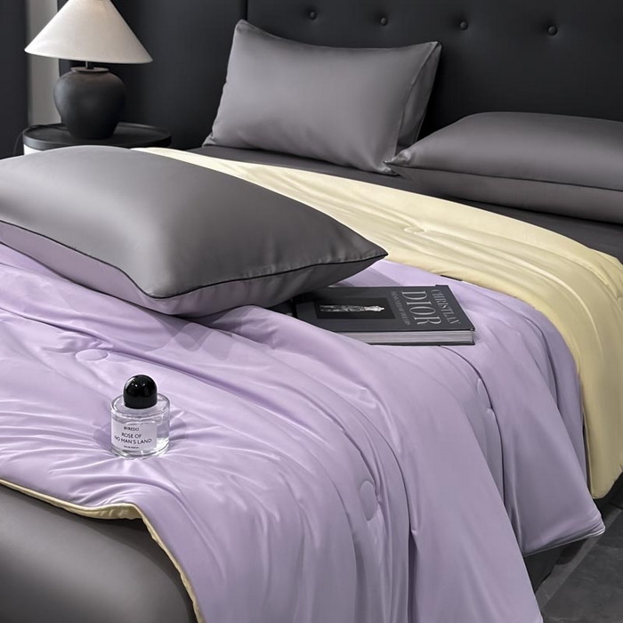 91家纺网 家纺一手货源 找家纺 子由家居 2025新款锦纶凉感大豆纤维夏被被子被芯 即刻凉感-紫色