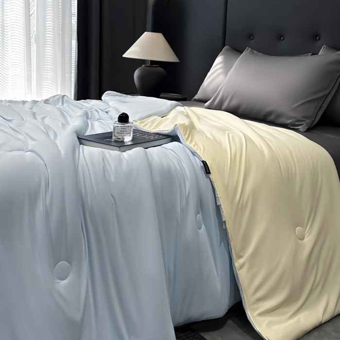 91家纺网 家纺一手货源 找家纺 子由家居 2025新款锦纶凉感大豆纤维夏被被子被芯 即刻凉感-天蓝