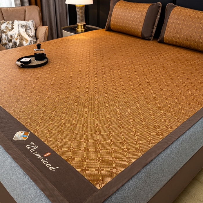 91家纺网 家纺一手货源 找家纺 81号家纺 2025新款古藤席三件套凉席三件套 古藤席-冰凌花