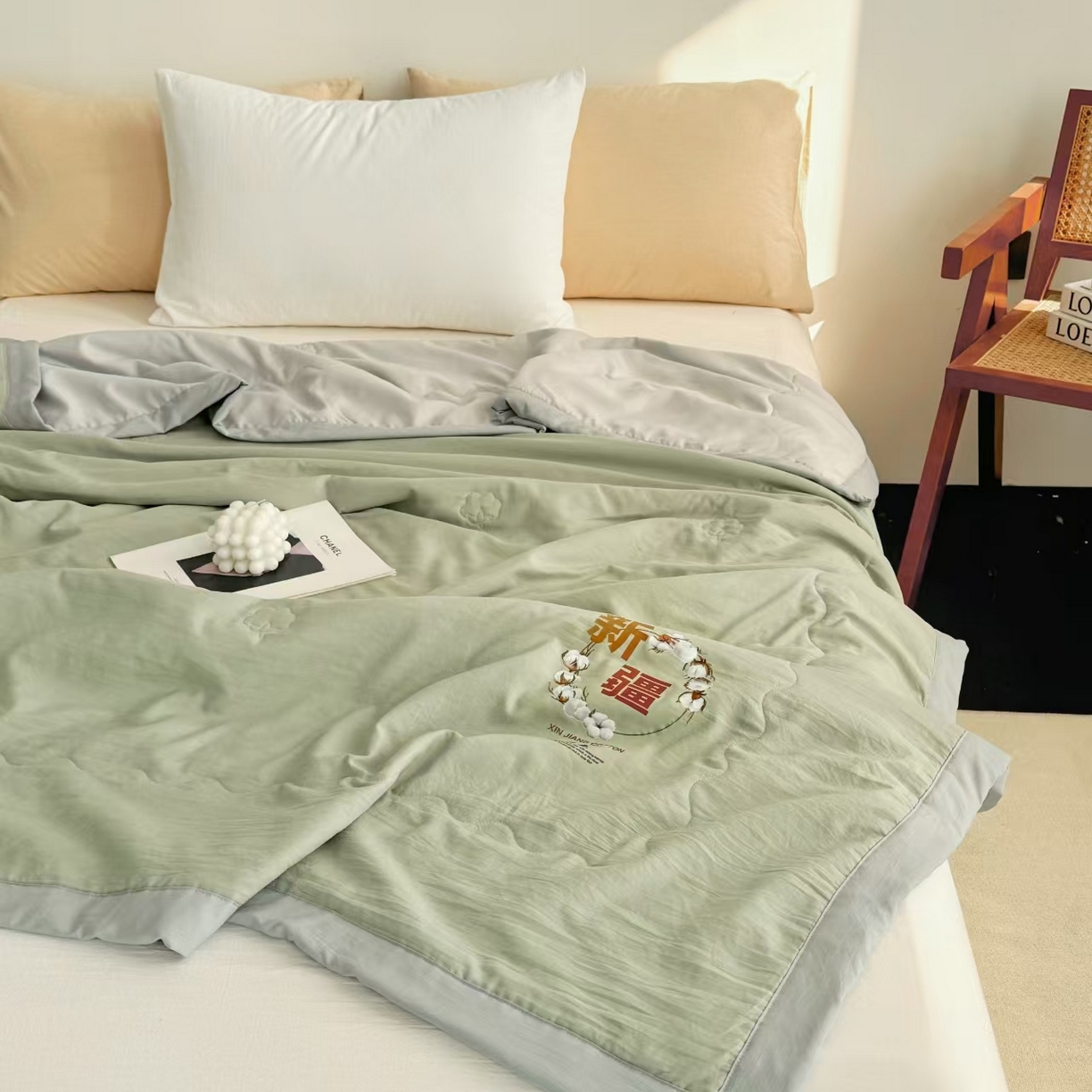 91家纺网 家纺一手货源 找家纺 2025野马新款夏被 糯糯棉-水绿