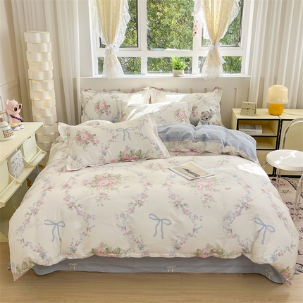 大吉 2025新款100全棉纯棉喷气小清新被套四件套纯棉三件套床笠四件套单被套单枕套 童话