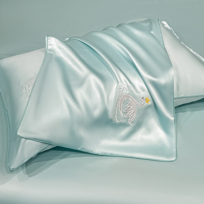 91家纺网 家纺一手货源 找家纺 如一 2025新款水洗冰丝麻绳夏被四件套天鹅系列 天鹅-梵星兰