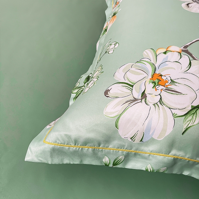 91家纺网 家纺一手货源 找家纺 绘萱2025爆款直播印花水洗天丝夏被四件套凉感水洗真丝冰丝夏凉被空调被夏瑶绿