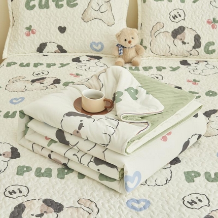 91家纺网 家纺一手货源 找家纺 子由家居 2025新款凉感丝豆豆夏被四件套 凉感豆豆被-皮皮狗