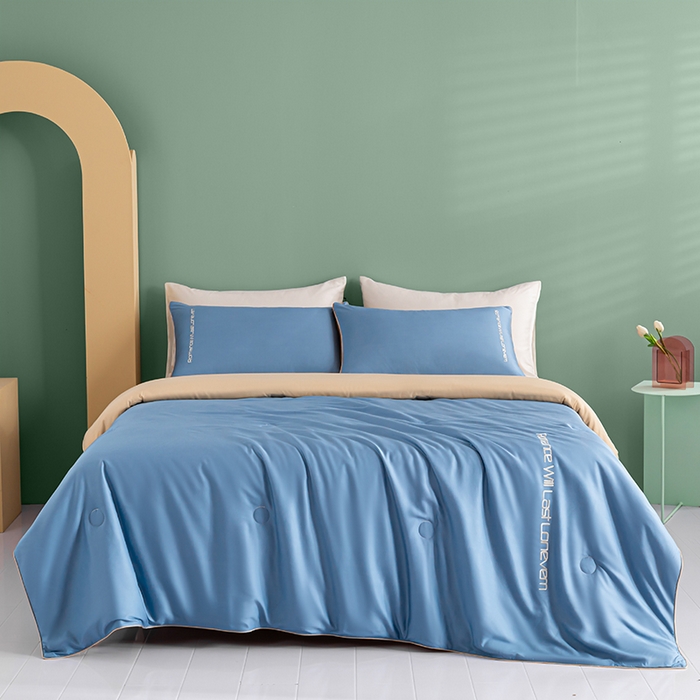 91家纺网 家纺一手货源 找家纺 （总）子由家居 2025新款水洗真丝轻奢绣花系列夏被四件套