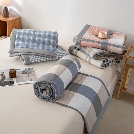 慕木家纺 2025新款A类水洗棉无印风纯色新疆棉花夏被空调被（抽空压缩可供跨境） 组合图