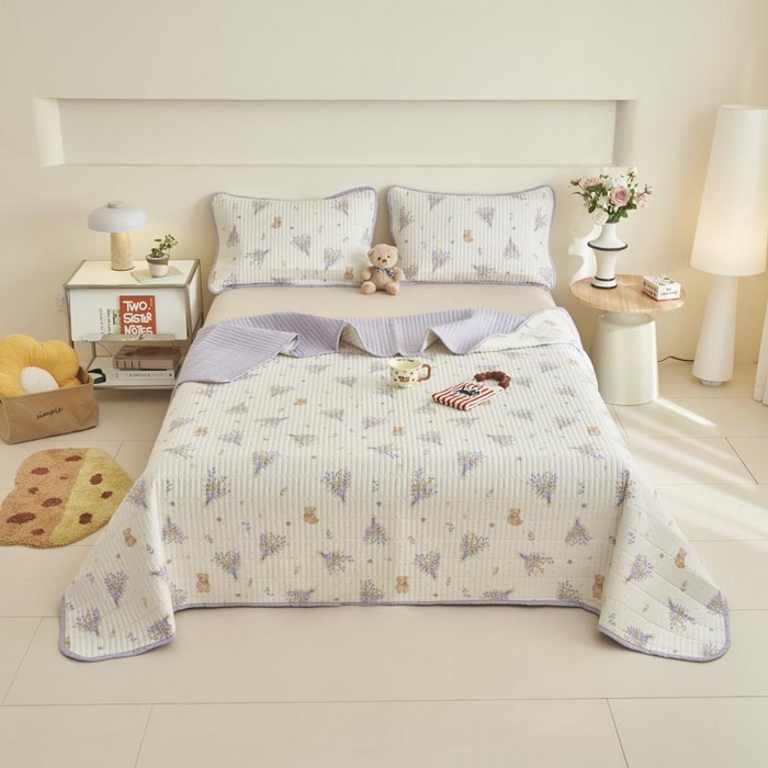 91家纺网 家纺一手货源 找家纺 子由家居 2025新款纯棉印花夹棉床盖 棉花被-花心熊