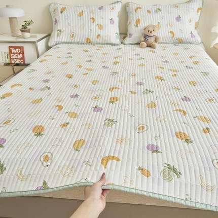 子由家居 2025新款纯棉印花夹棉床盖 棉花被-热带水果