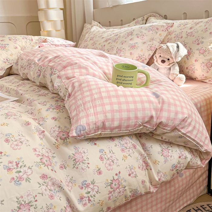 91家纺网 家纺一手货源 找家纺 大吉 2025新款100全棉纯棉喷气小清新被套四件套纯棉三件套床笠四件套单被套单枕套 梦幻花园