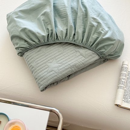 漫调2025新款全棉星星床垫保护套夹棉床笠-繁星 繁星绿