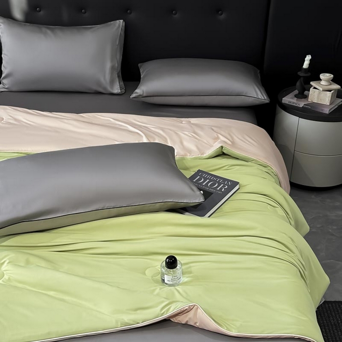 91家纺网 家纺一手货源 找家纺 子由家居 2025新款锦纶凉感大豆纤维夏被被子被芯 即刻凉感-抹绿