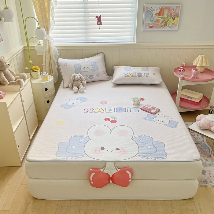 91家纺网 家纺一手货源 找家纺 慕尚家纺 2025新款凉感卡通工艺席 布丁兔