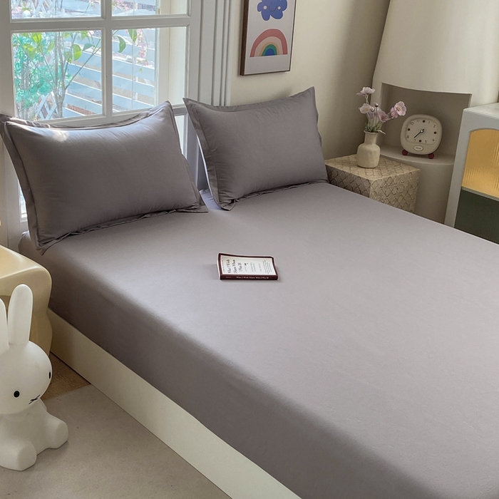 91家纺网 家纺一手货源 找家纺 凌云2025新款13372A类全棉床笠    简约灰