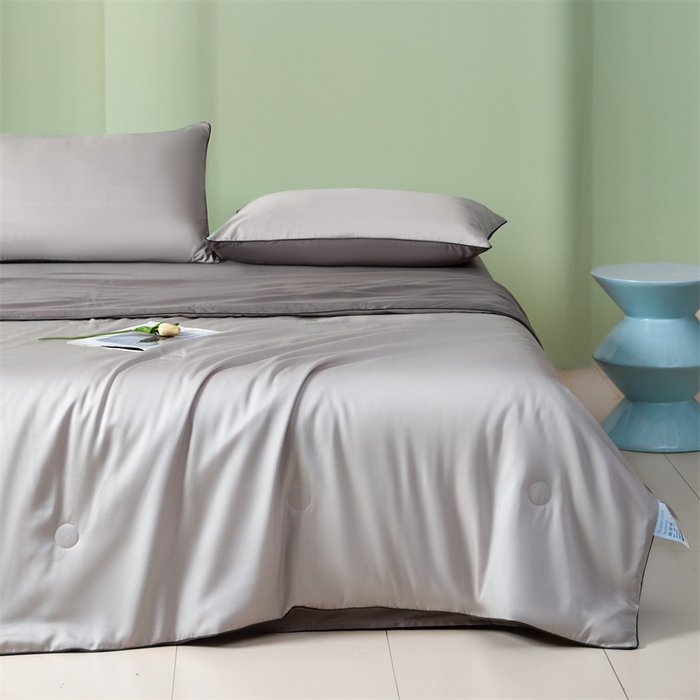 91家纺网 家纺一手货源 找家纺 笙意家纺 2025新款凉感水洗真丝麻绳双拼夏凉被-华尔兹系列 华尔兹-山灰+中灰