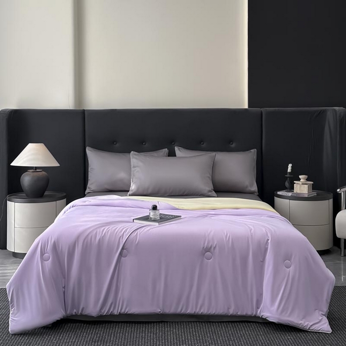 91家纺网 家纺一手货源 找家纺 子由家居 2025新款锦纶凉感大豆纤维夏被被子被芯 即刻凉感-紫色