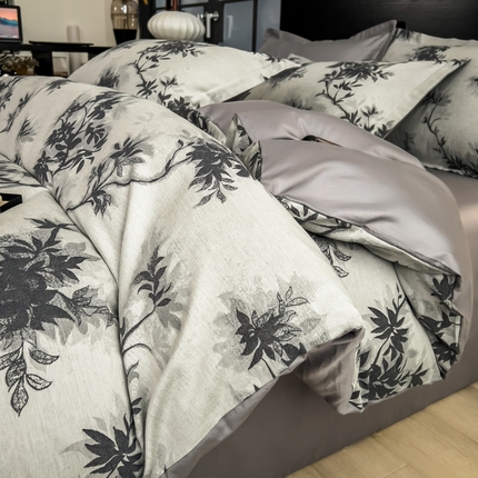 91家纺网 家纺一手货源 找家纺 倾慕家纺 2025新款60S提花全棉四件套 南枝蓝