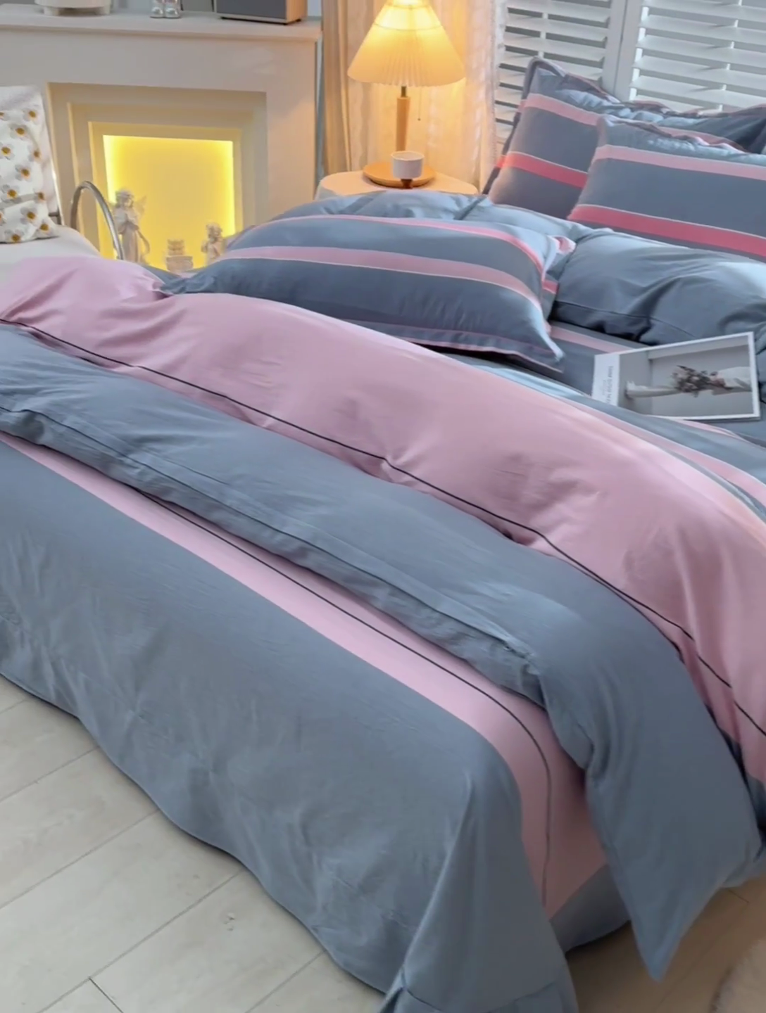 91家纺网 家纺一手货源 找家纺 润淳家居 2025新款A类全棉水洗棉四件套三件套 米菲 粉