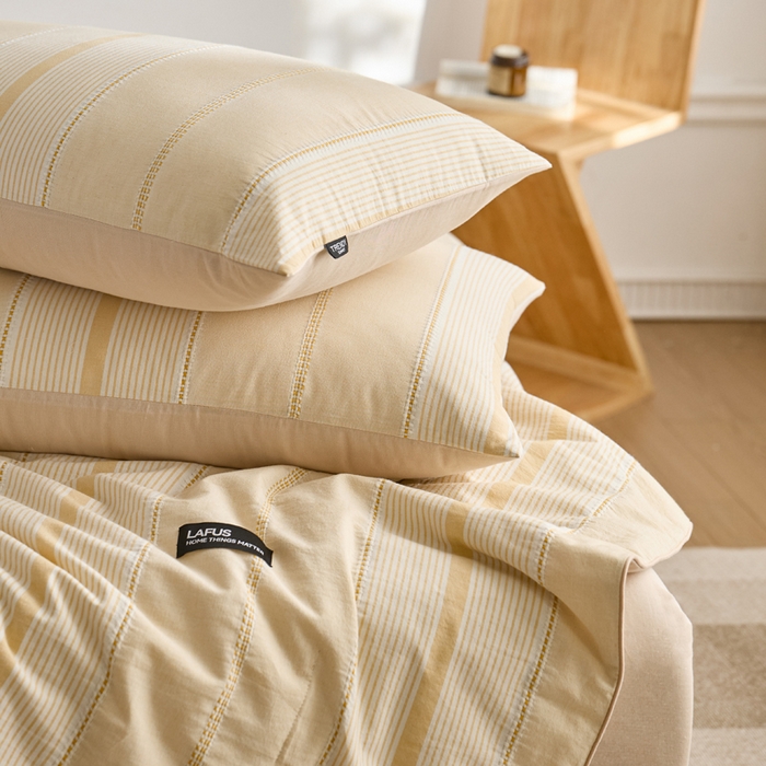 91家纺网 家纺一手货源 找家纺 2025新款原创侘寂系列全棉夏被-夏被四件套 瑞系奶黄