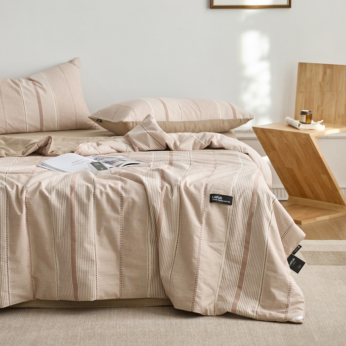 91家纺网 家纺一手货源 找家纺 2025新款原创侘寂系列全棉夏被-夏被四件套 瑞系蜜粉