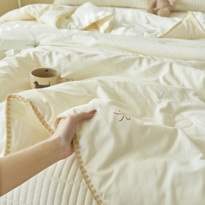 91家纺网 家纺一手货源 找家纺 子由家居 2025新款水洗邹邹纱小清新大豆纤维夏被被子被芯 夏被-蝴蝶结