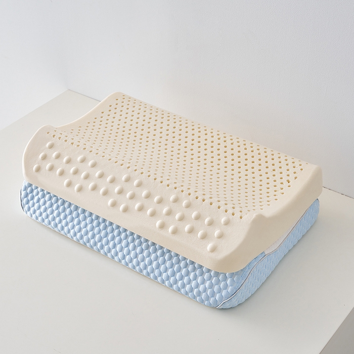 91家纺网 家纺一手货源 找家纺 沃兰国际 2025新款豆豆牵引乳胶枕枕头枕芯 蓝色