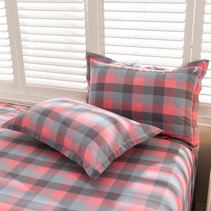 91家纺网 家纺一手货源 找家纺 润淳家居 2025新款A类全棉水洗棉四件套三件套 粉灰 中格