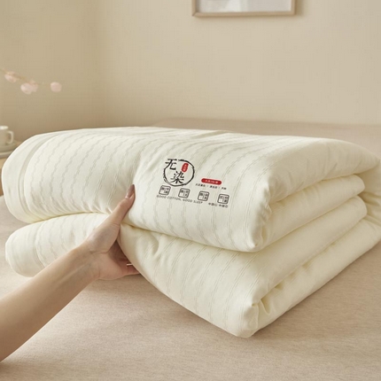 91家纺网 家纺一手货源 找家纺 子由家居 2025新款水洗棉原棉提花大豆夏被被子被芯 原棉-本白