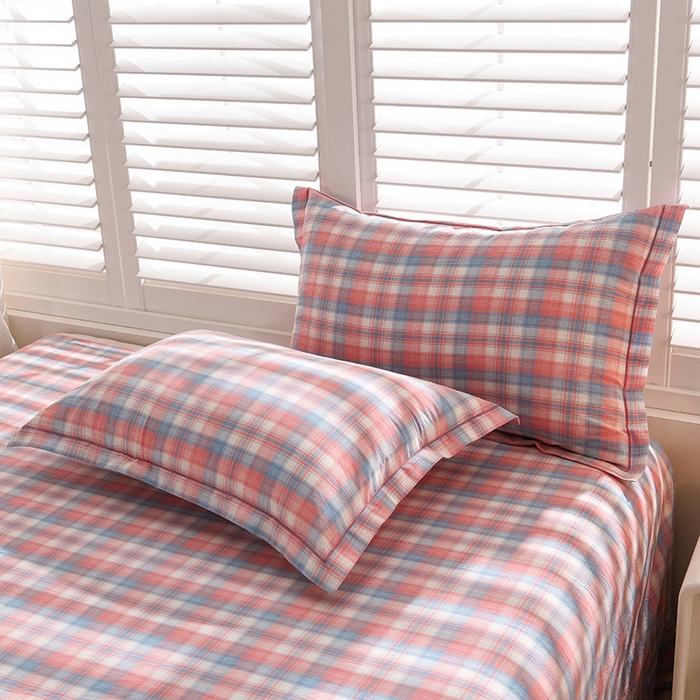 91家纺网 家纺一手货源 找家纺 润淳家居 2025新款A类全棉水洗棉四件套三件套 嘟嘟 柚红