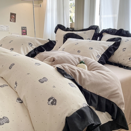 首尔家纺 2025新款针织双层纱四件套系列 哈基米