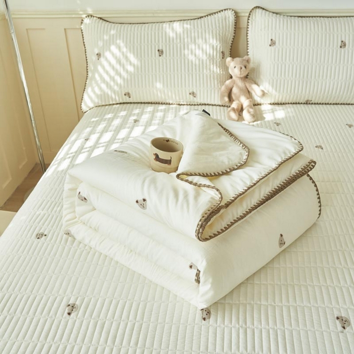 91家纺网 家纺一手货源 找家纺 子由家居 2025新款水洗邹邹纱小清新大豆纤维夏被被子被芯 夏被-小熊