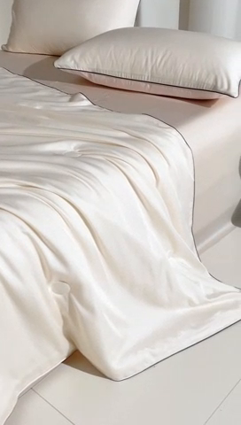 91家纺网 家纺一手货源 找家纺 笙意家纺 2025新款凉感水洗真丝麻绳双拼夏凉被-华尔兹系列 华尔兹-奶昔白+奶油粉