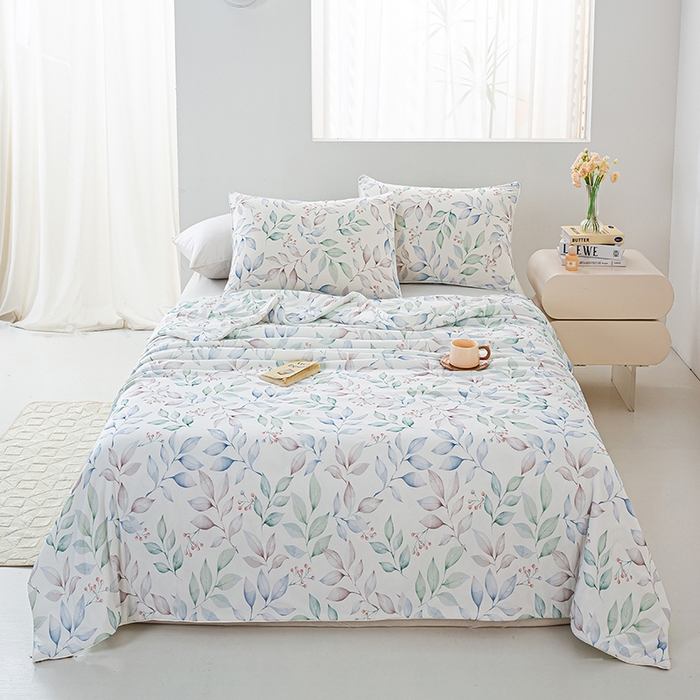 91家纺网 家纺一手货源 找家纺 欧雅搁家纺 2025新款3D数码印花有氨冷感冰激淋凉感丝夏被空调被大豆纤维被子夏凉被 叶柔苏夏