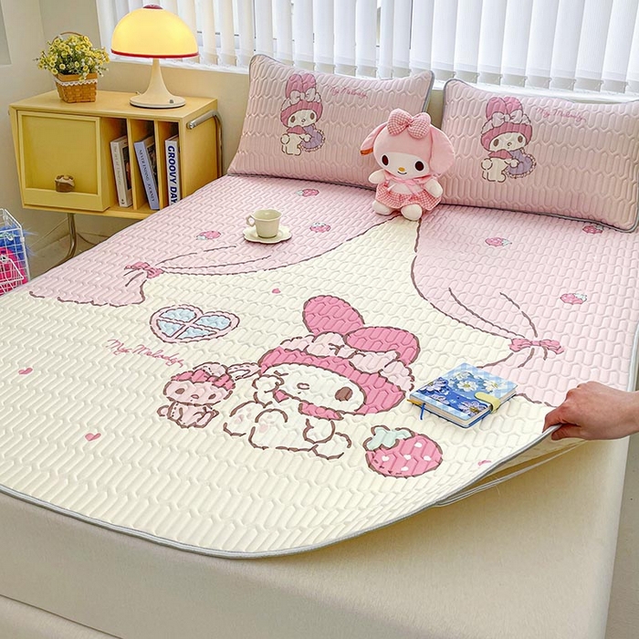 91家纺网 家纺一手货源 找家纺 米帛家纺2025新款大版三丽鸥乳胶凉席-绑带款 窗帘美乐蒂