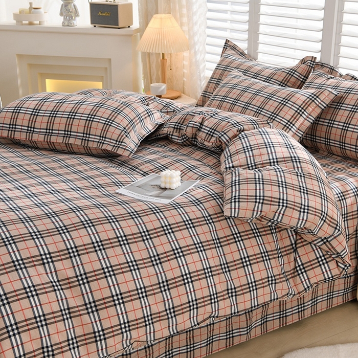 91家纺网 家纺一手货源 找家纺 润淳家居 2025新款A类全棉水洗棉四件套三件套 巴宝莉 迷你格