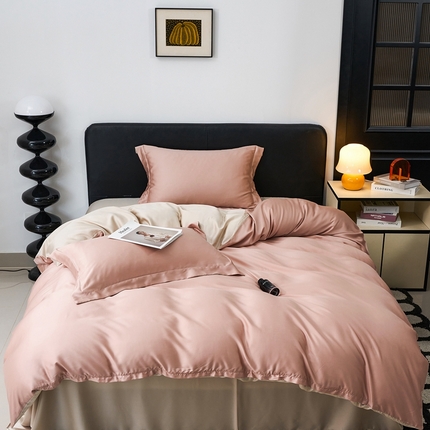 91家纺网 家纺一手货源 找家纺 （总）于果 2025新款简约双拼兰精天丝四件套