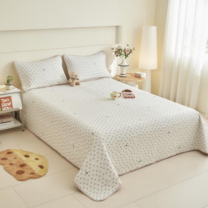 91家纺网 家纺一手货源 找家纺 子由家居 2025新款纯棉印花夹棉床盖 棉花被-诗情画意