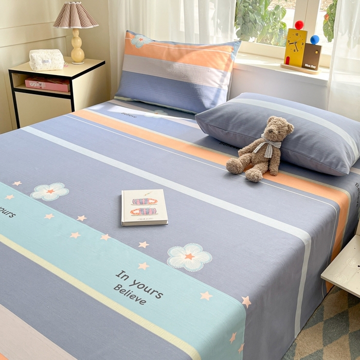 91家纺网 家纺一手货源 找家纺 莱通2025新款原棉老粗布床单 时尚花都