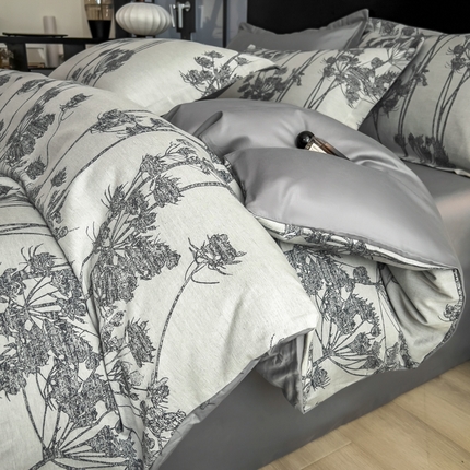 91家纺网 家纺一手货源 找家纺 倾慕家纺 2025新款60S提花全棉四件套 椿屿蓝