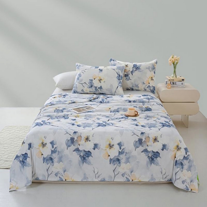 91家纺网 家纺一手货源 找家纺 欧雅搁家纺 2025新款3D数码印花有氨冷感冰激淋凉感丝夏被空调被大豆纤维被子夏凉被 幽兰花谷