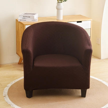 启博家纺 2025新款针织菱形格半圆卡座沙发套 咖色