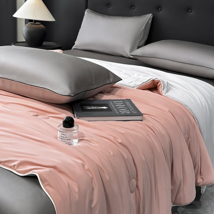 91家纺网 家纺一手货源 找家纺 子由家居 2025新款锦纶凉感大豆纤维夏被被子被芯 即刻凉感-浅豆沙