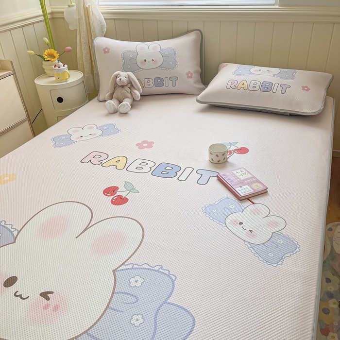 91家纺网 家纺一手货源 找家纺 慕尚家纺 2025新款凉感卡通工艺席 布丁兔