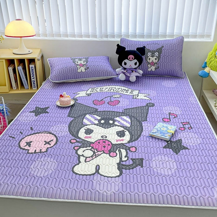 91家纺网 家纺一手货源 找家纺 米帛家纺2025新款大版三丽鸥乳胶凉席-绑带款 圆点库洛米