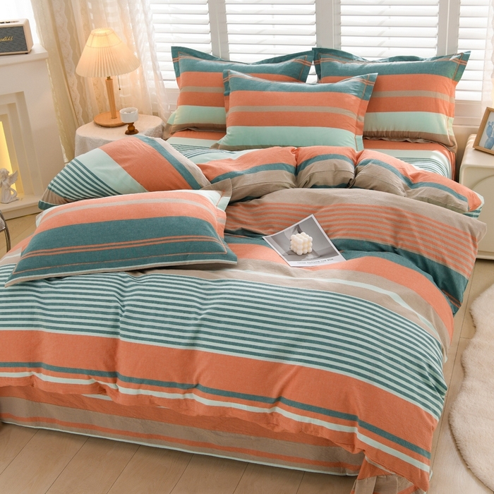 91家纺网 家纺一手货源 找家纺 润淳家居 2025新款A类全棉水洗棉四件套三件套 风华 绿