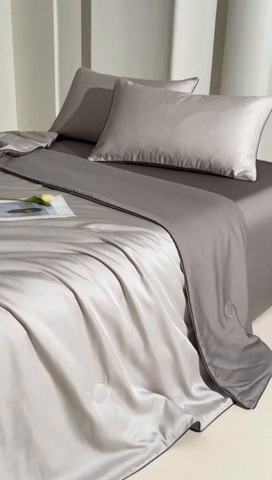 91家纺网 家纺一手货源 找家纺 笙意家纺 2025新款凉感水洗真丝麻绳双拼夏凉被-华尔兹系列 华尔兹-山灰+中灰