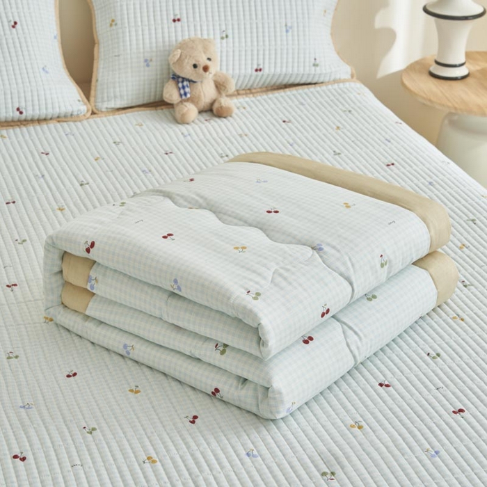 91家纺网 家纺一手货源 找家纺 子由家居 2025新款纯棉新疆棉花被被子被子 棉花被-方格樱桃