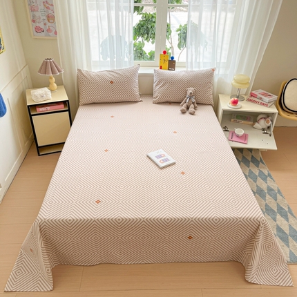 91家纺网 家纺一手货源 找家纺 （总）莱通2025新款原棉老粗布床单凉席床单枕套三件套【商家提供买家秀 】